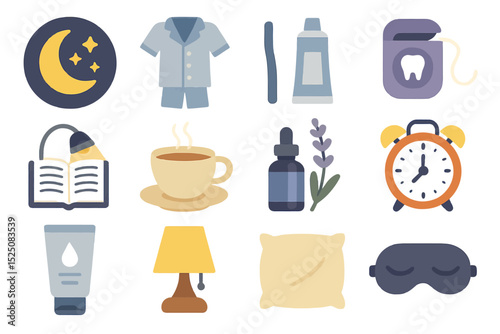 Nighttime routine essentials: pajamas, toothbrush, alarm clock, and more