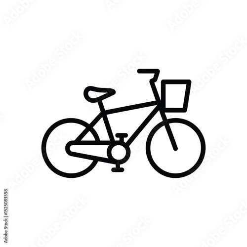 Simple Line Art Illustration of a Bicycle with Basket