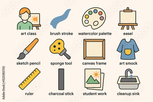 Art supplies and tools for creative learning in art class