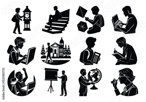 Back to School Education Icons - Students, Learning, and Knowledge