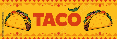 bold taco lettering with festive patterns and vibrant fillings – great for casual dining, street food marketing, or restaurant identity
