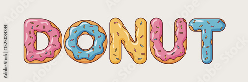 colorful donut text with pastel icing and sprinkles – great for bakery branding, dessert promotions, or fun marketing campaigns