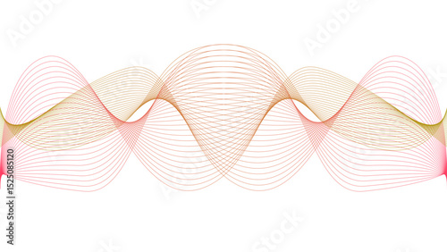 Vector curvy abstract line art wavy flowing dynamic colorful lines white background in concept music or sound, wave, wind, information flow	
