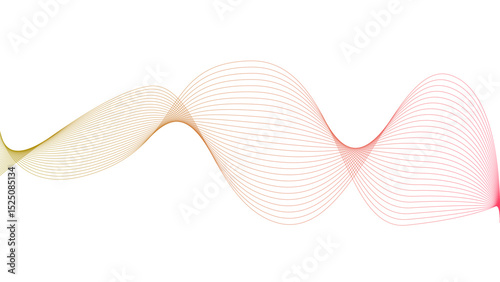 Vector curvy abstract line art wavy flowing dynamic colorful lines white background in concept music or sound, wave, wind, information flow	
