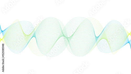 Vector curvy abstract line art wavy flowing dynamic colorful lines white background in concept music or sound, wave, wind, information flow	
