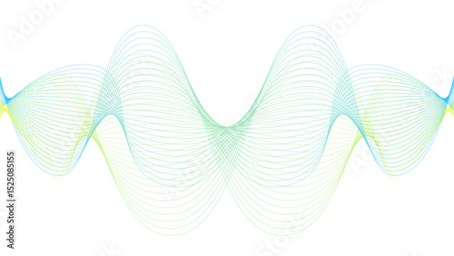 Vector curvy abstract line art wavy flowing dynamic colorful lines white background in concept music or sound, wave, wind, information flow	
