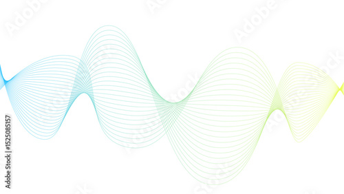 Vector curvy abstract line art wavy flowing dynamic colorful lines white background in concept music or sound, wave, wind, information flow	
