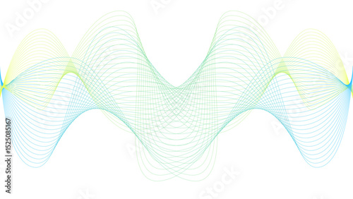 Vector curvy abstract line art wavy flowing dynamic colorful lines white background in concept music or sound, wave, wind, information flow	
