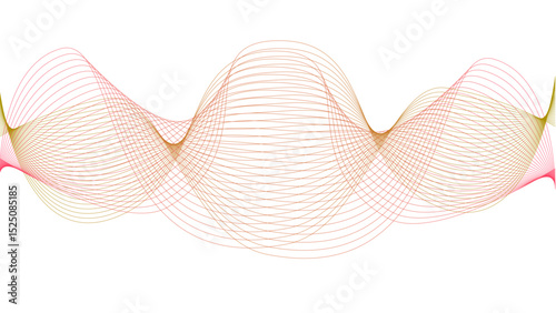 Vector curvy abstract line art wavy flowing dynamic colorful lines white background in concept music or sound, wave, wind, information flow	
