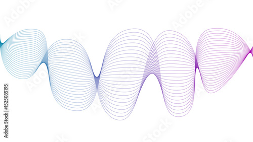 Vector curvy abstract line art wavy flowing dynamic colorful lines white background in concept music or sound, wave, wind, information flow	
