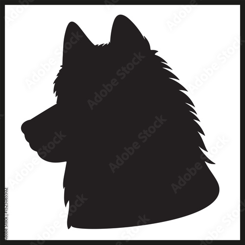 A black silhouette of a Siberian Husky vector