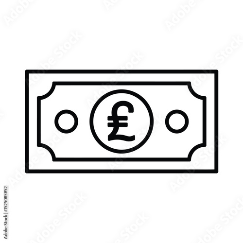 Simple Line Art Illustration of a British Pound Banknote