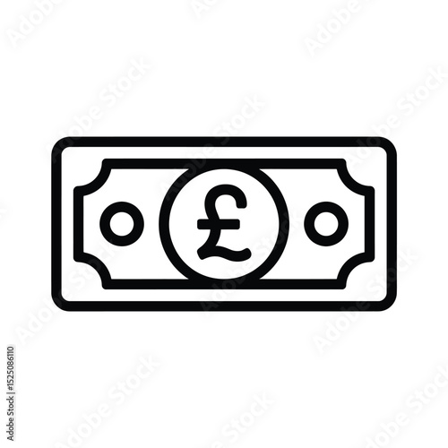 Simple Line Icon of a British Pound Banknote