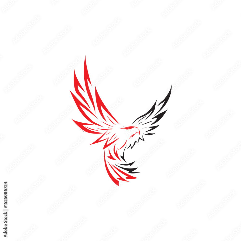 Fototapeta premium A logo in the form of an eagle spreading its wings, symbolizing strength, freedom, and stability. 