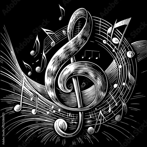 abstract music background with notes