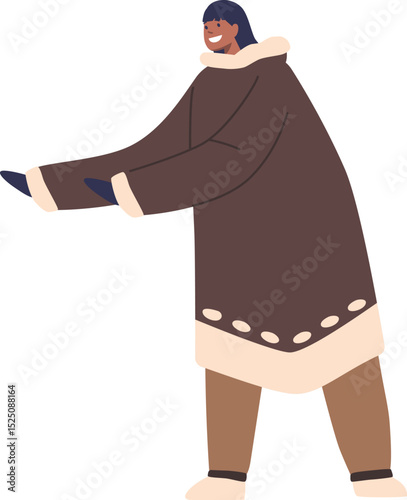 Authentic Eskimo woman vector illustration