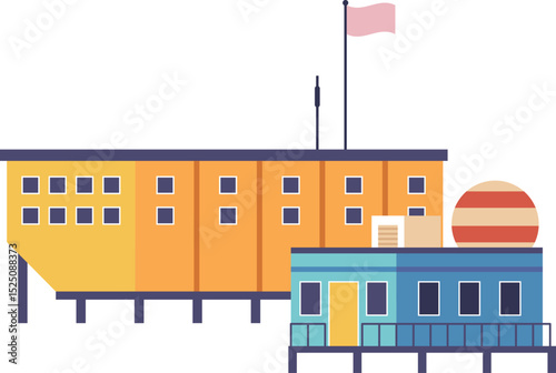 Polar research station vector illustration
