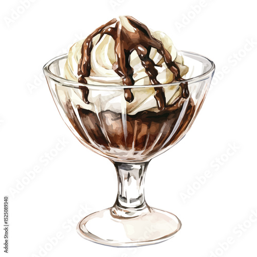 My Watercolor illustration, illustration coco ice_cream painting isolated on a white background, illustration, AI painting design, vector set, eps format design,