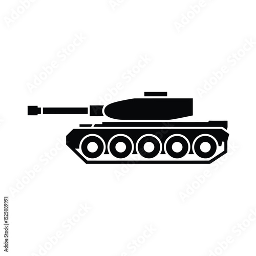Tank Silhouette Illustration of Military Vehicle for War and Defense