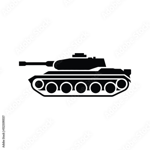 Tank Icon Silhouette Military Vehicle Army Machine War Combat Isolated on White