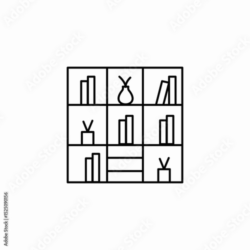 open bookcase icon sign vector
