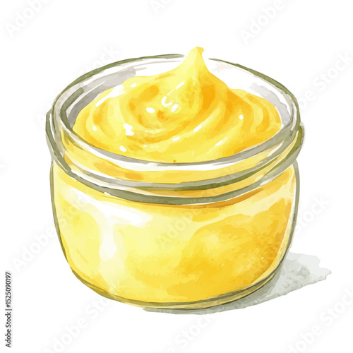 My Watercolor illustration, illustration lemon curd painting isolated on a white background, illustration, AI painting design, vector illustration set, eps format