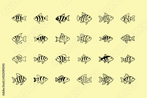 Archerfish, aquarium fish line art illustration