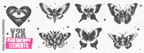 Visual exploration of butterfly motifs featuring a heart and eye design with a retro flair for artistic expressions
