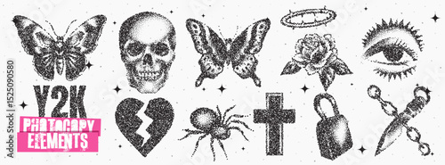 Unique collection of Y2K-inspired photography elements showcasing gothic and whimsical designs