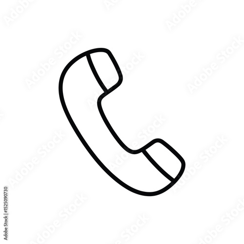 Simple Black and White Telephone Handset Icon for Communication