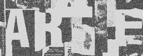 Dynamic collage reflecting urban art and cultural layers through stark black and white imagery in an expressive composition