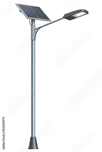 Modern solar street light for sustainable outdoor illumination isolated on a transparent background