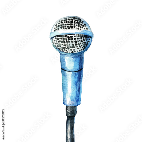 My Watercolor illustration, microphone painting isolated on a white background, illustration, AI painting design, vector illustration set, eps format
