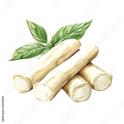 My Watercolor illustration, illustration mozzarella sticks painting isolated on a white background, illustration, AI painting design, vector illustration set, eps format	