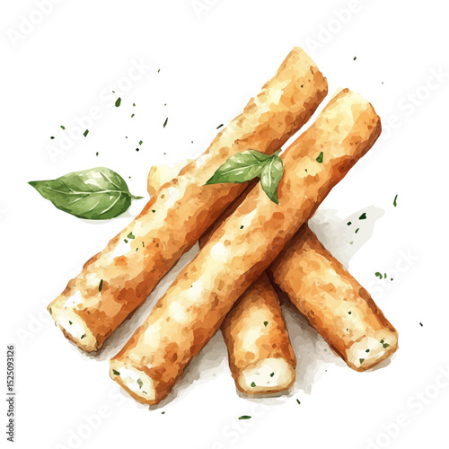 My Watercolor illustration, illustration mozzarella sticks painting isolated on a white background, illustration, AI painting design, vector illustration set, eps format	