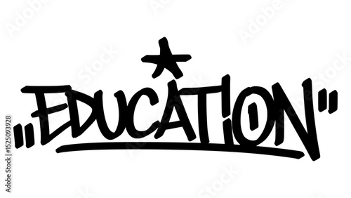 Graffiti tag “Education” in bold black letters on transparent background. Urban street art style with inspiring and intellectual vibe, perfect for learning and academic graphic projects.
