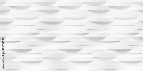 White smooth sine curves or waves geometry randomly shifted background wallpaper banner, flat lay top view