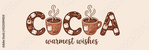 cozy birthday greeting card with steaming cocoa mugs and marshmallows – ideal for warm wishes, celebration, or friendship cards