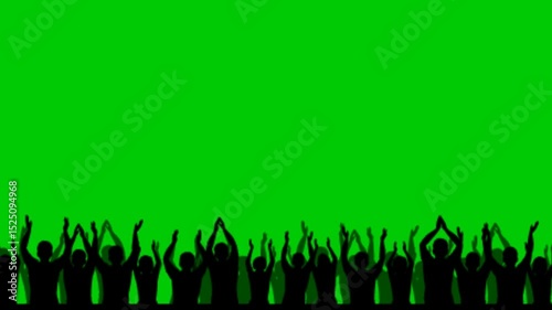 Silhouette video of a crowd of people at a club concert or sporting event, isolated on an Alpha matte background.