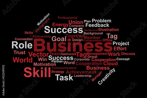 word cloud template Design on black background .Concept of Business.
