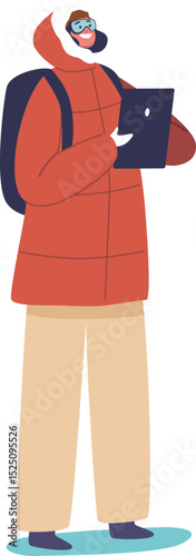 Excited woman polar scientist explorer