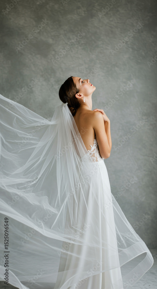 Dreamy Bride with Flowing Veil Dreamy Bride with Flowing Veil