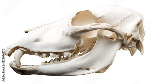 Dog skull and jaw isolated on white