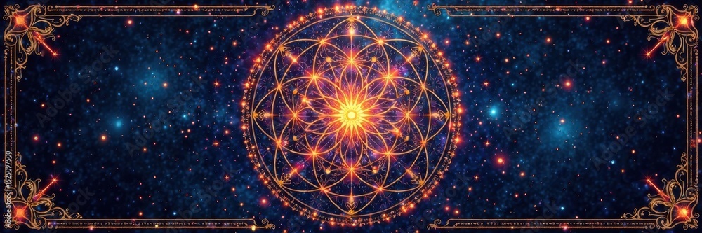 Fototapeta premium Intricate sacred geometry; alchemy, religion, philosophy, spirituality, flower of life, contour design, spiritual, mandala