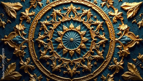 Intricate gold arabesque mandala Royal Islamic design , spiritual, background
