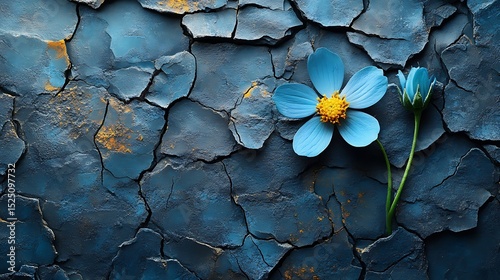 Blue flower on textured background