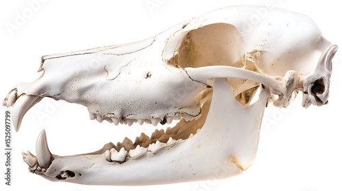 Dog skull and jaw isolated on white