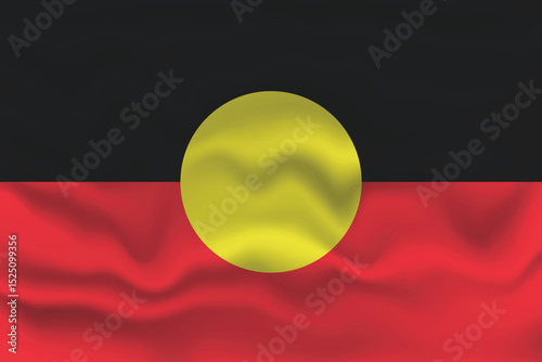 Waving Flag of Australian Aboriginal with Textured Effect.