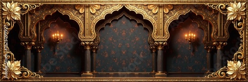 Golden arabesque mandala, ornate luxury detail Perfect wedding invitation backdrop , intricate, detail