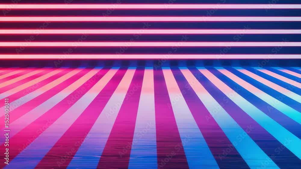 Futuristic and artistic patterned floor with geometric shapes in vibrant colors, creating a surreal and reflective illusion.